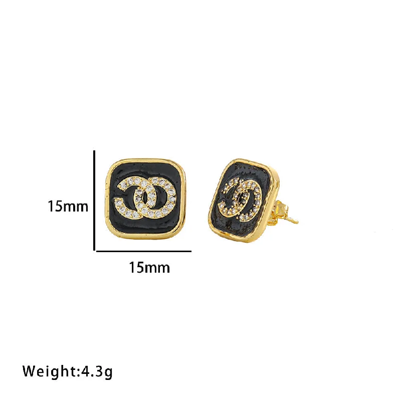 510 letter black earrings