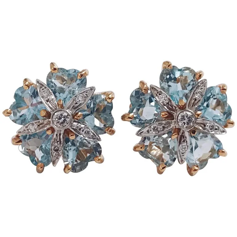 Designer Drop Earrings-Blue Topaz Diamond Mini Sand Dollar Earrings