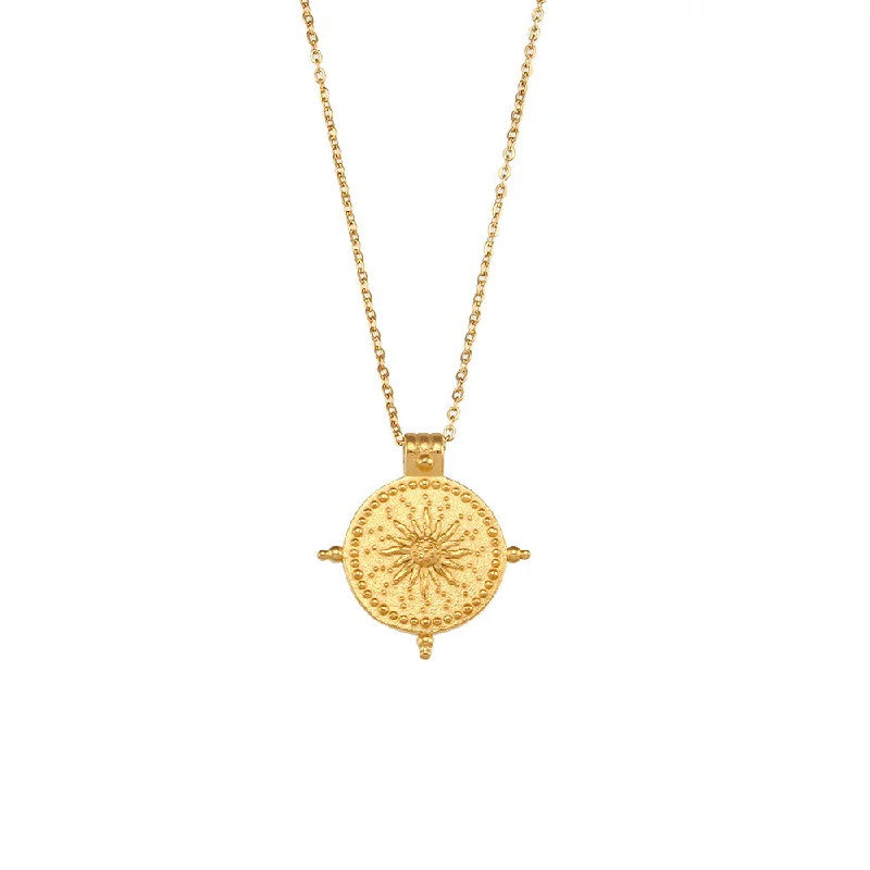 Vintage Sun Compass Pendant Necklace