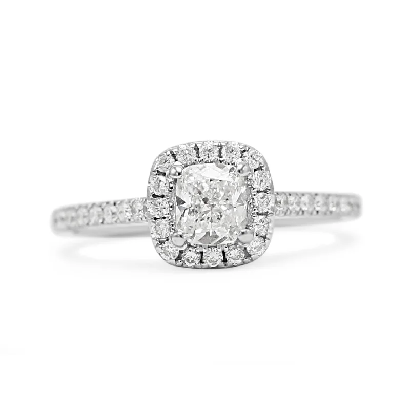 Couple Rings-GIA Certificated Cushion Diamond Halo Ring