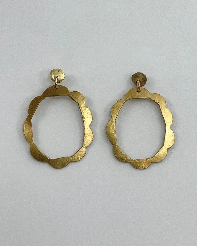 Double Hoop Earrings-Julie Cohn Small Scallop Bronze Earrings