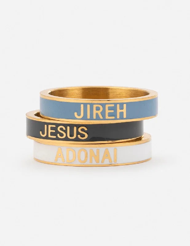 Two-Tone Rings-Names of God Enamel Ring Set