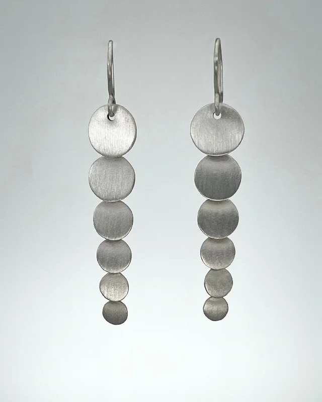 Silver Filigree Earrings-Disc Cascade Earrings