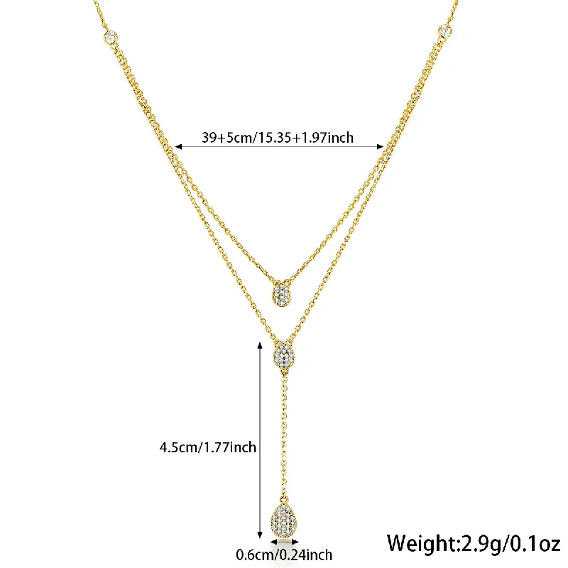 High-End Necklaces-Sterling Silver 18K Gold Plated White Gold Plated Vintage Style Simple Style Shiny Water Droplets Inlay Zircon Pendant Necklace