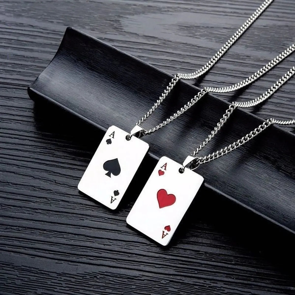 Personalized Name Necklaces-Hip-Hop Poker Alloy Titanium Steel Enamel Men'S Pendant Necklace