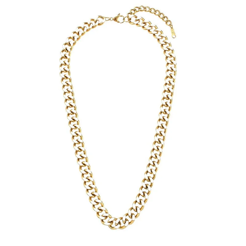 Drop Oil Cuban Chain Necklace - White