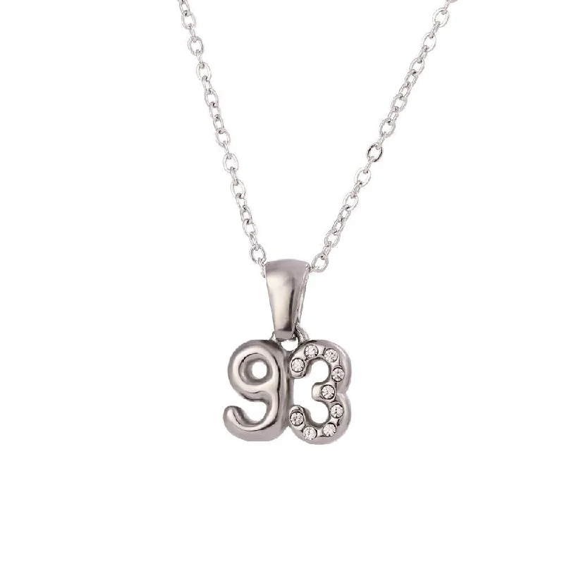 Micro Inlaid Water Diamond 3D Year Necklace - Silver-93