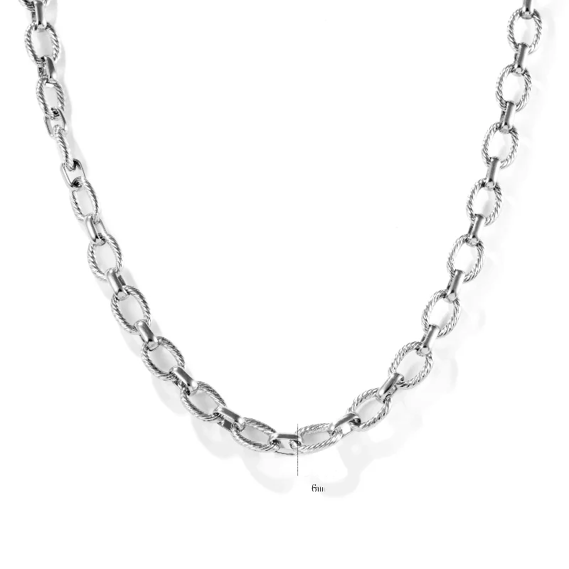 Flat O-Chain White Gold Color