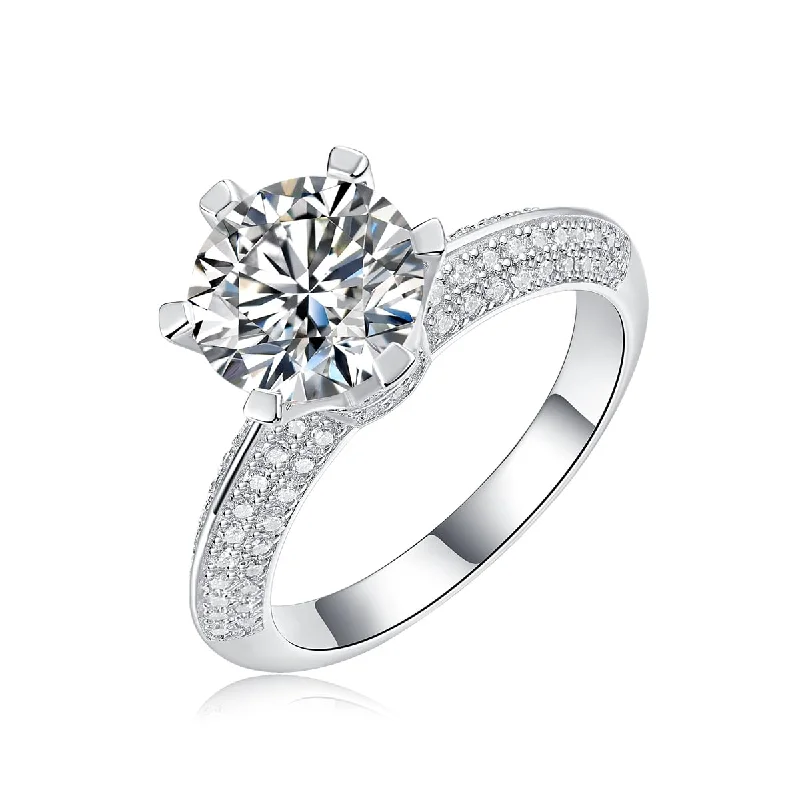 Designer Engagement Rings-FANCIME Moissanite Engagement Sterling Silver Rings 3CT