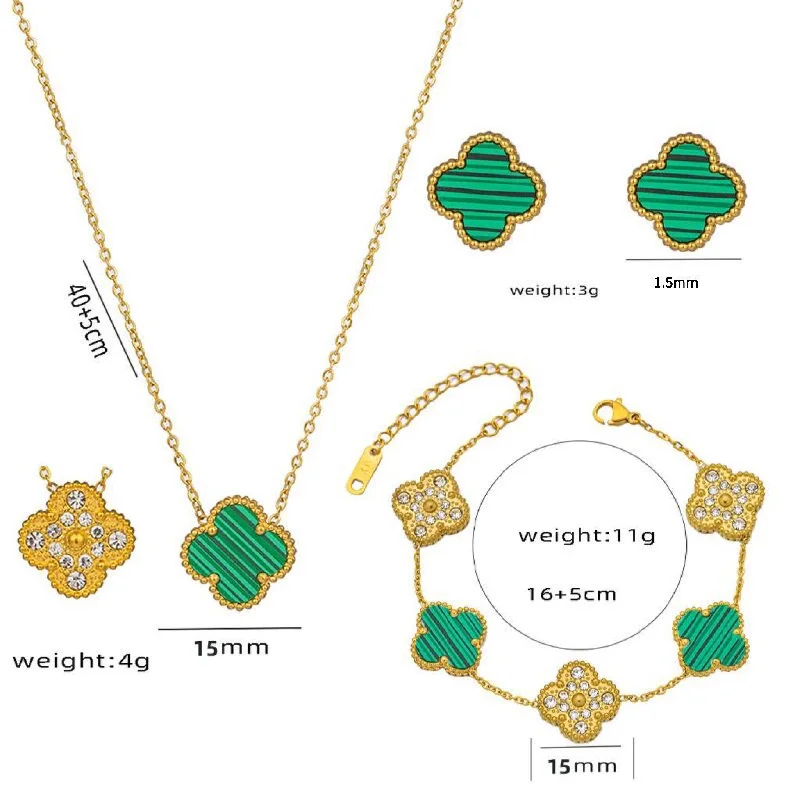 999 three piece set of gold and green shells