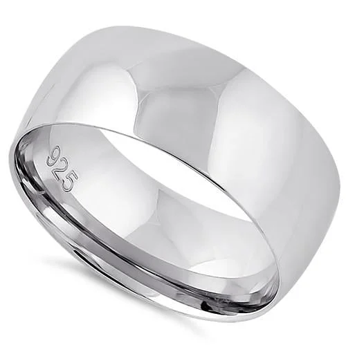 Modern Rings-Sterling Silver Wedding Band 8mm