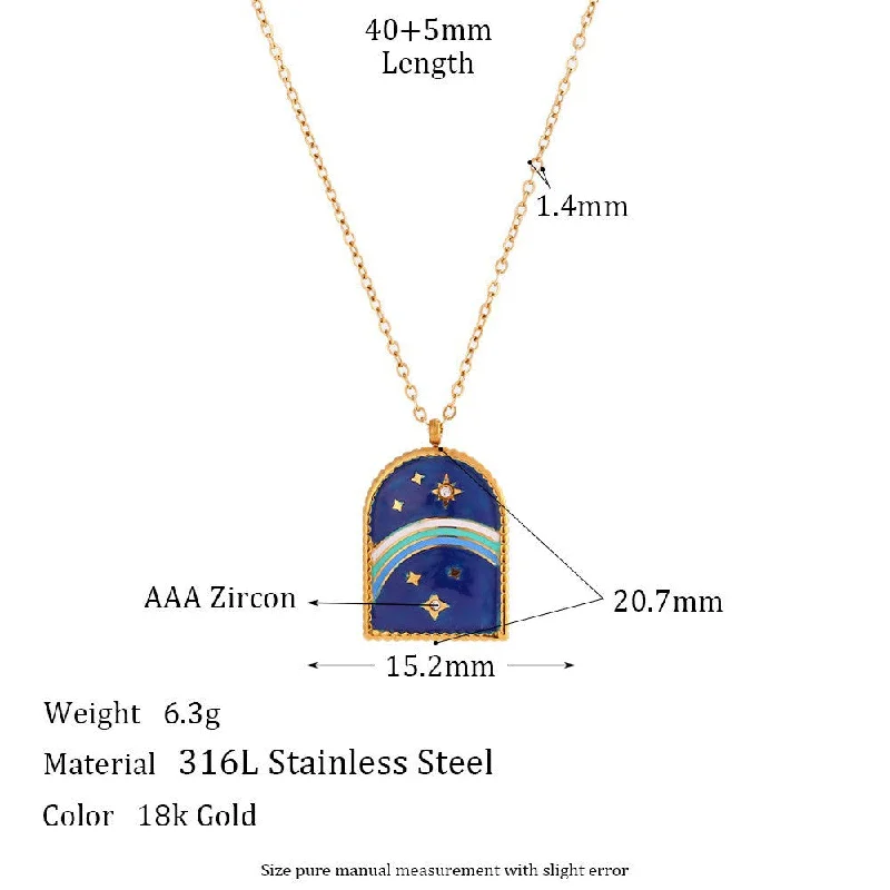 Arched Drip Oil Sun Tianhe Tarot Necklace - Deep Blue Tianhe