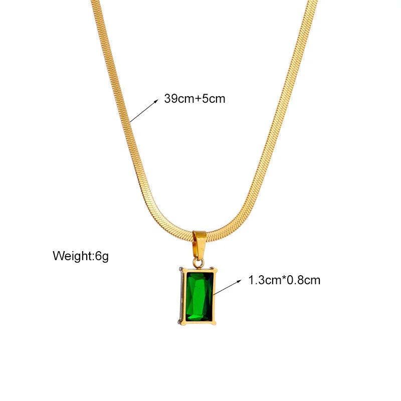 Romantic Necklaces-Women Square Chain Titanium Steel Electroplating Jewelry Sets