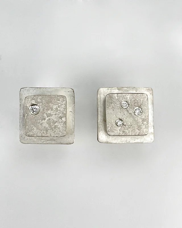 Sparkling Earrings-Biba Schutz Square Earrings with Diamonds