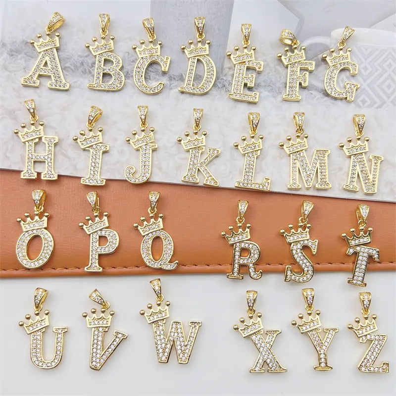 Nameplate Necklaces-Copper Inlay Letter Zircon