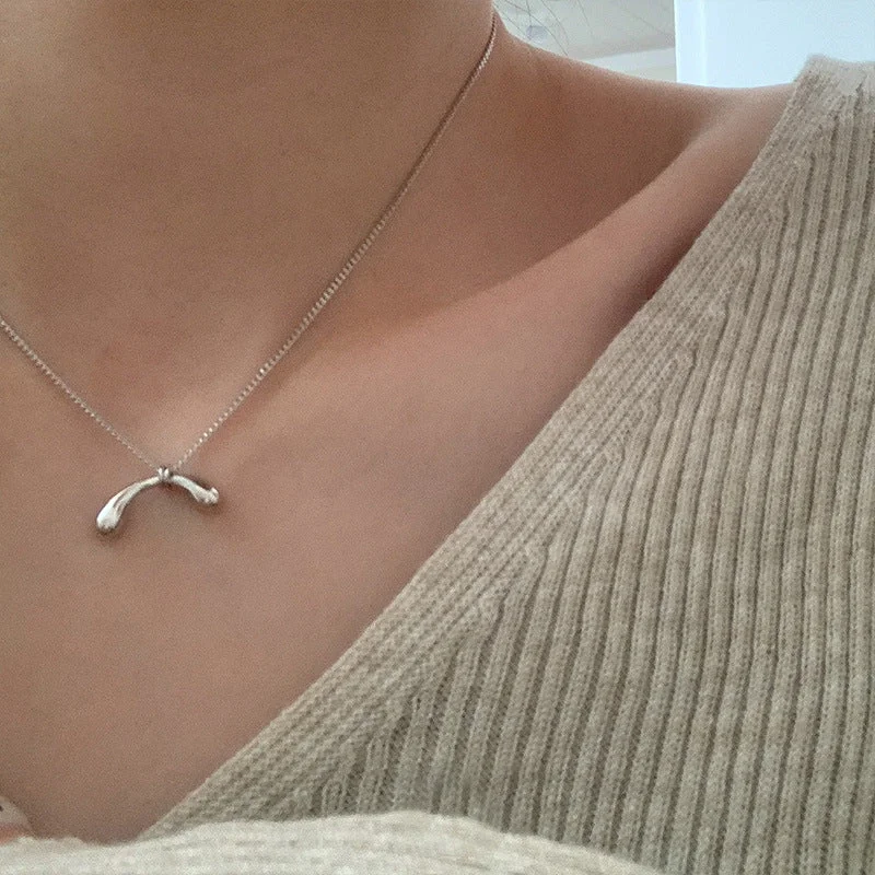 Small Arch Necklace-White gold color