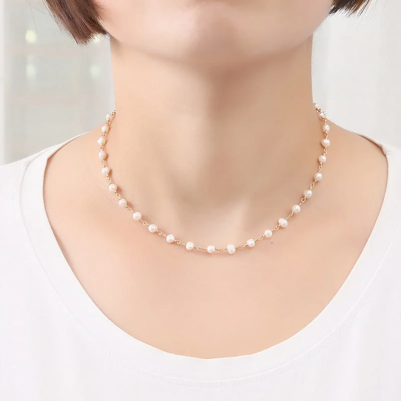 Double Chain Necklaces-Vintage Style Pearl Handmade Plating Necklace 1 Piece