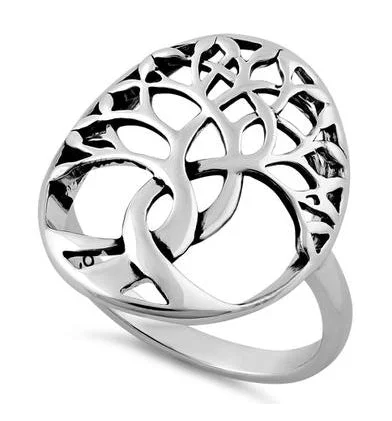 Cross Rings-Sterling Silver Tree of Life Ring