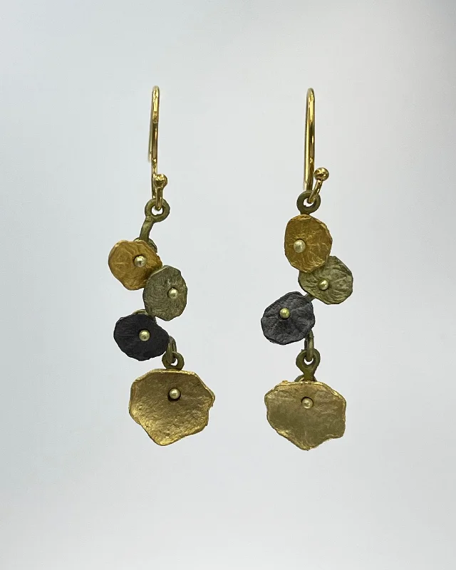 Mixed Metal Earrings-Dainty Nasturtium Earrings