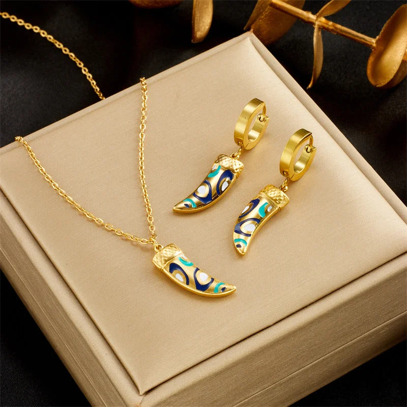 Bridal Set Necklaces-Fashion Women Chain Titanium Steel Electroplating Jewelry Sets