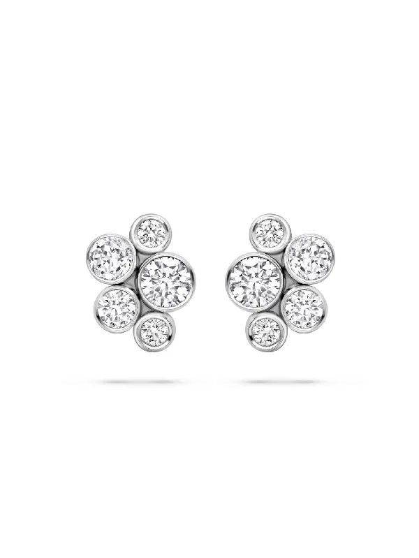 Opal Stud Earrings-Raindance Classic Cluster Platinum Stud Earrings