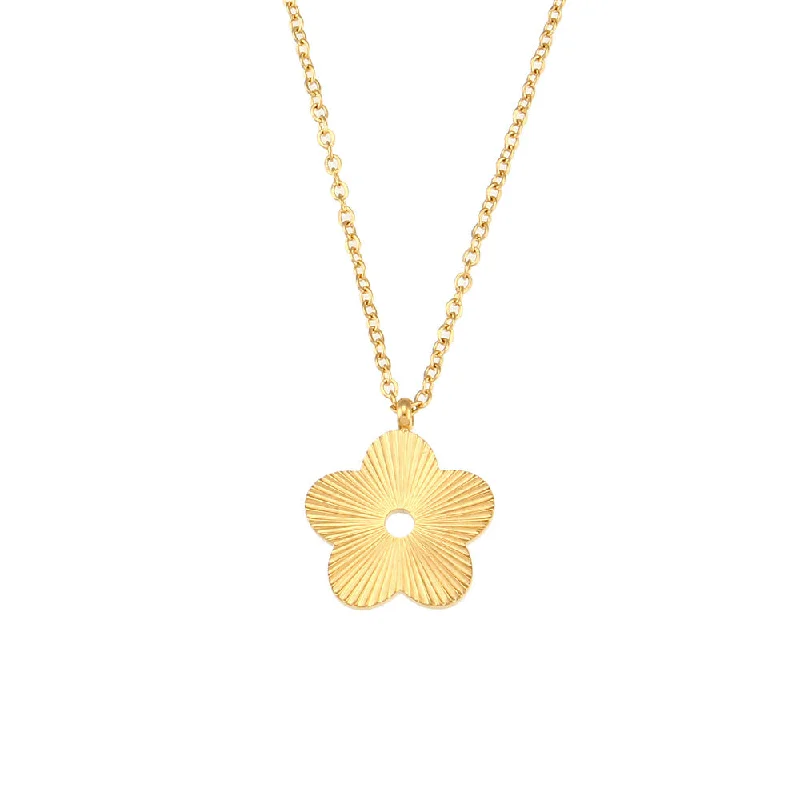 Striped Geometry Pendant Necklace - Flower