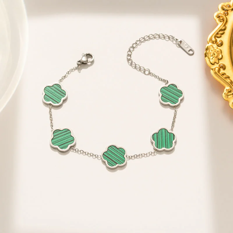 967 Green Shell Bracelet Silver