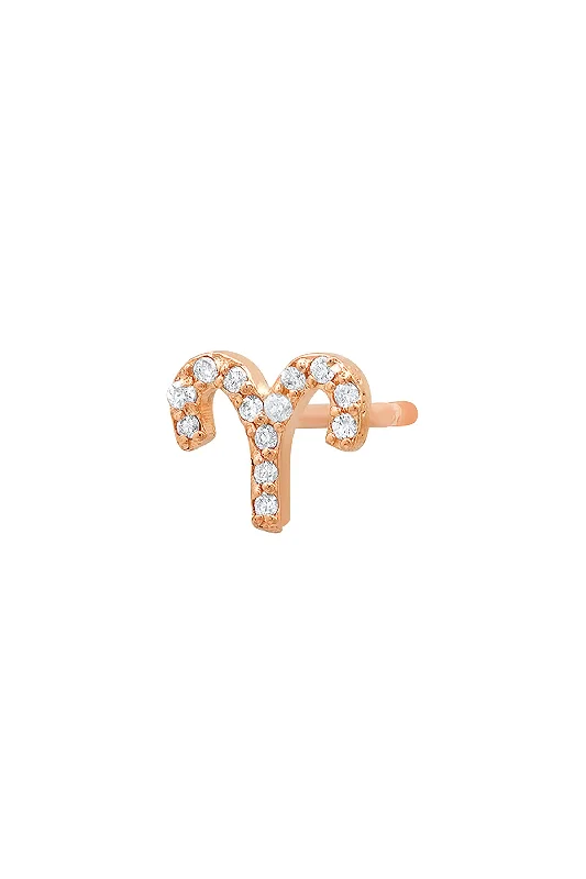 Silver and Diamond Earrings-Rose Gold Diamond Aquarius Earring