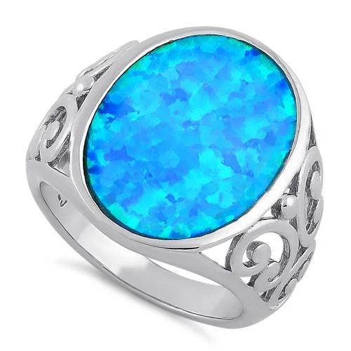 Chunky Rings-Sterling Silver Extravagant Lab Opal Swirl Ring