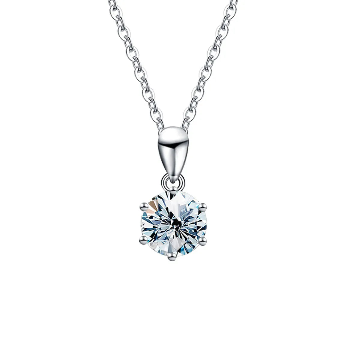 Jewelry Necklaces-Classic Style Geometric Sterling Silver Moissanite Pendant Necklace In Bulk