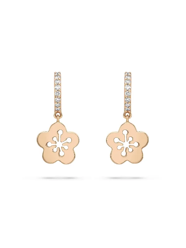 Handmade Stud Earrings-Blossom Mini Rose Gold Diamond Drop Earrings