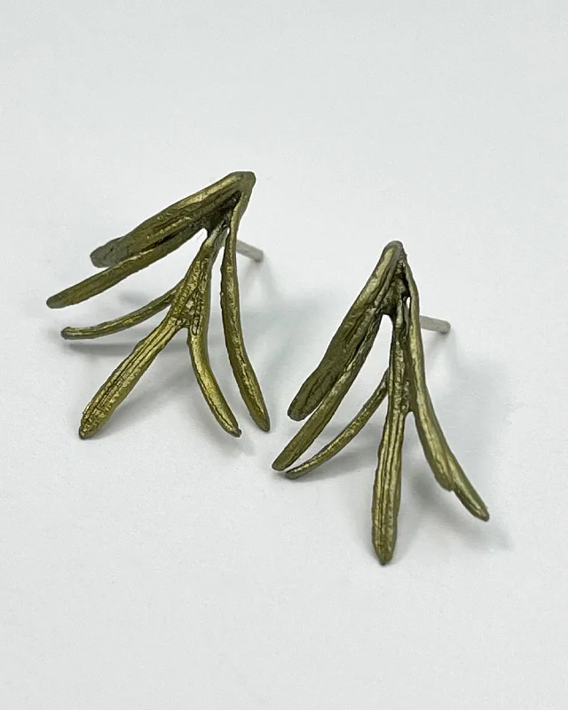 Luxury Wedding Earrings-Petite Herb Rosemary Post Earrings