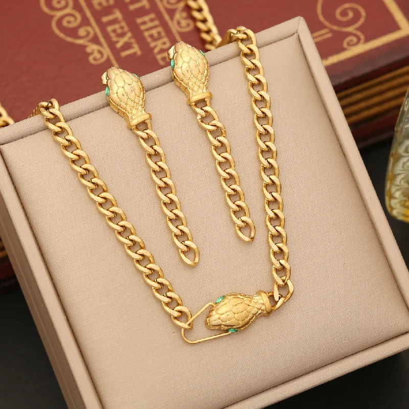 Silver Chain Necklaces-Fashion Snake Stainless Steel Electroplating Necklaces