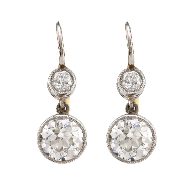 Luxury Earrings-Edwardian Inspired Diamond Two Tone Drop Earrings