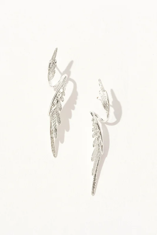 Two-Tone Hoop Earrings-Celestial Angelic Wings Earrings