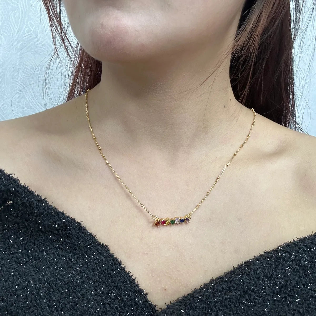 DIY Necklaces-Copper 24K Gold Plated Inlay Geometric Zircon Pendant Necklace