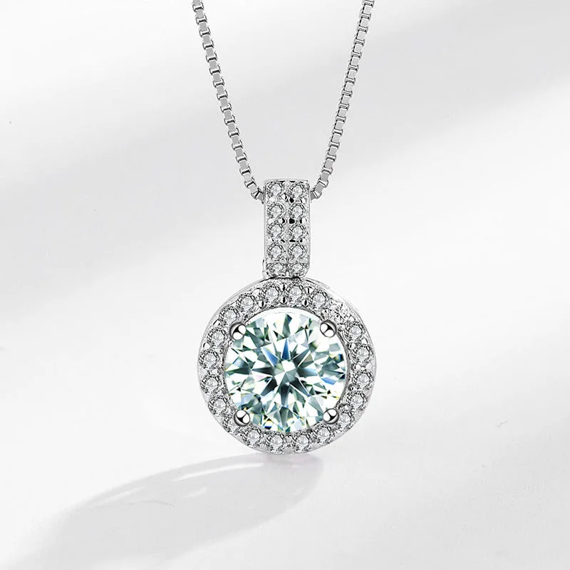 Light Green Moissanite Necklace (with Certificate)