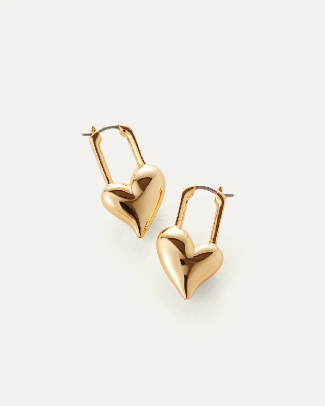 Shiny Earrings-Padlock Heart Earrings