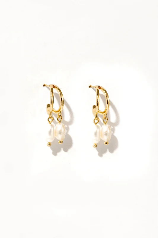 Silver Drop Earrings-Harper Twin Pearl Drop Earrings