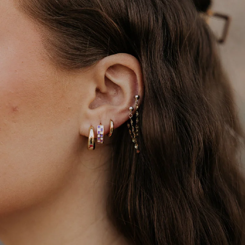 Summer Hoop Earrings-Purple & White Checkered Hoops *LIMITED EDITION*