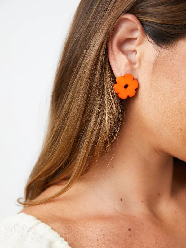 Silver Enamel Earrings-Retro Bloom Studs - Marmalade