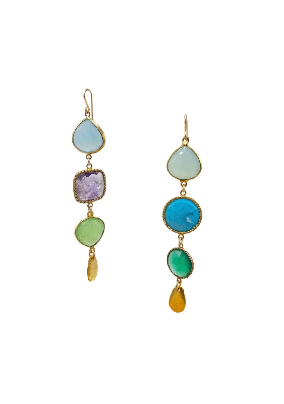 Acrylic Earrings-Multi Color Gold Drop Earrings