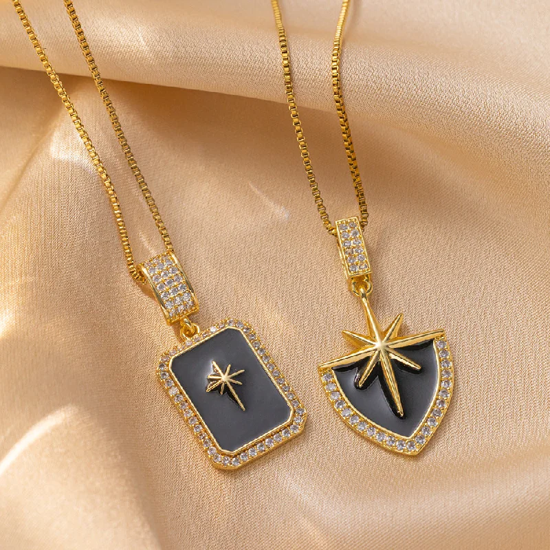 Vintage Style Necklaces-Moderate Luxury Quadrilateral Heart Titanium Steel 18K Gold Plated Necklaces