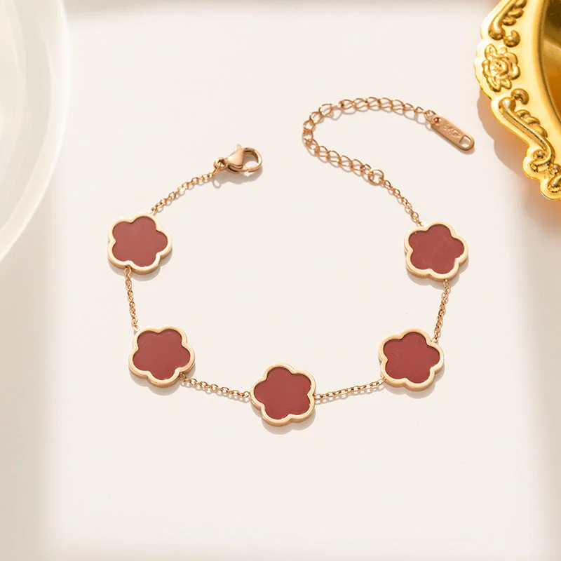 967 Red Shell Bracelet Rose Gold