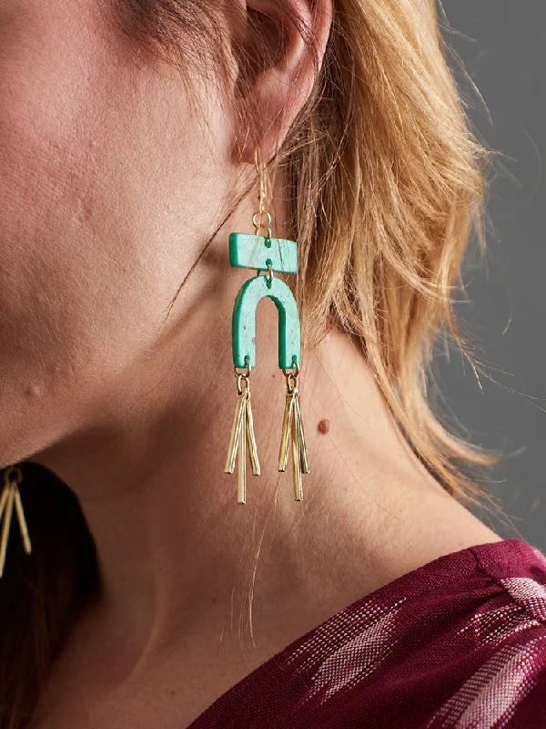 Casual Hoop Earrings-Seurat Speckle Earrings - Turquoise