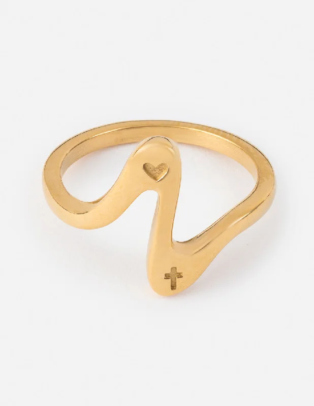 Simple Gold Rings-Wavy Heart Ring