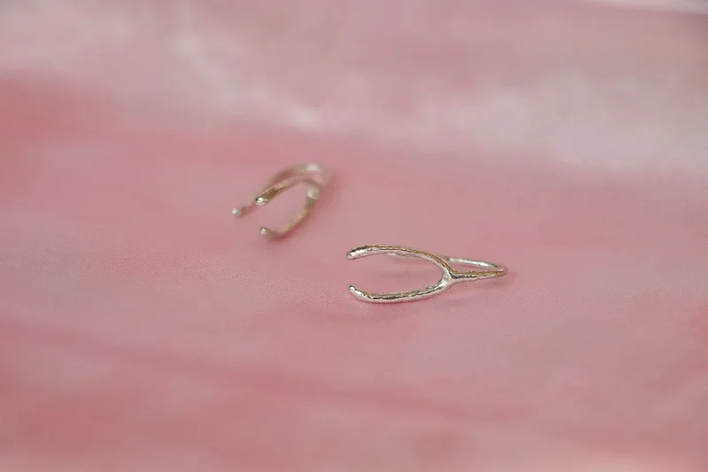 Simple Stud Earrings-SAMPLE Wishbone Earrings - Silver and Gold Vermeil