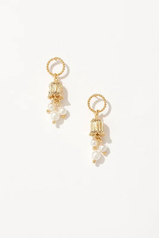 Glitter Earrings-Gardenl Cascade Pearl Drop Earrings