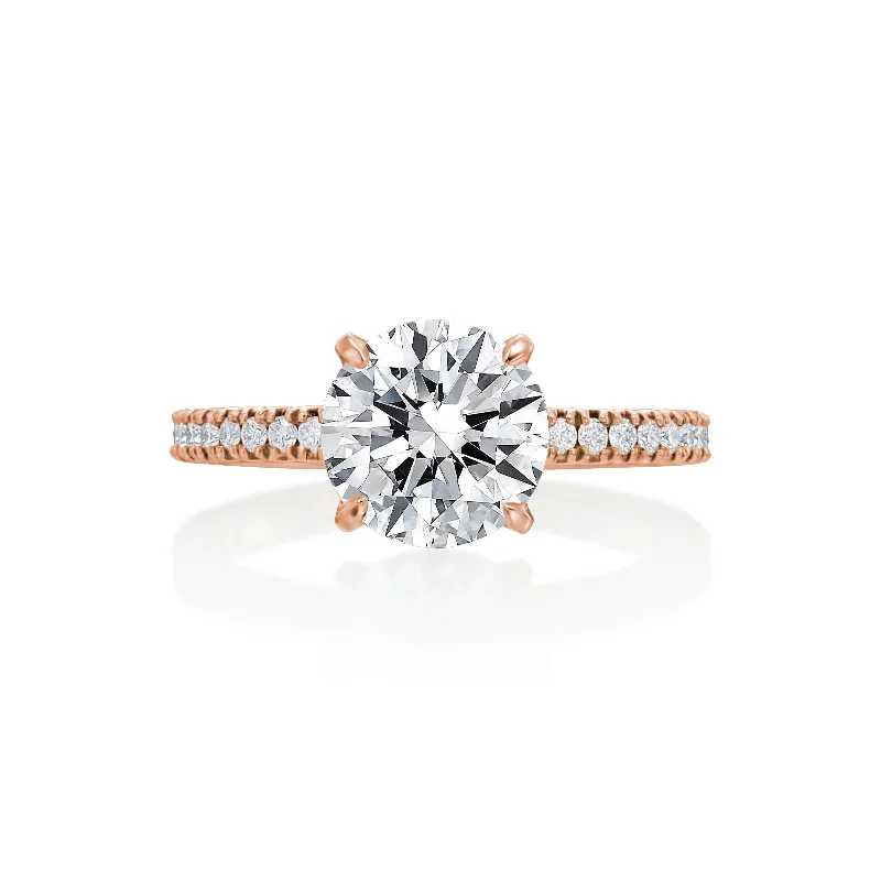 Cocktail Rings-River North Round V Head Side Diamonds Wedding Ring