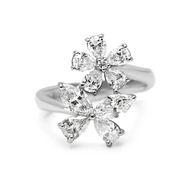 Silver Rings-Browns Butterfly Diamond Ring - 18ct White Gold